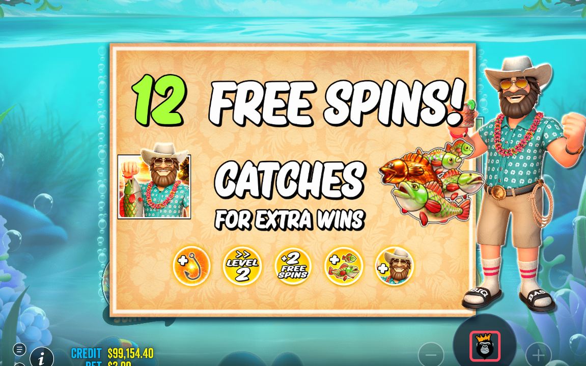 Free spins-rundan där Wild-fiskaren samlar Money Fish-värden